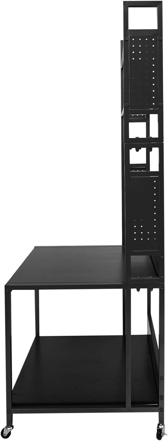 3D Printer Stand with Storage & Wheels, Heavy Duty Rolling Printer Cart 2-Tier Printer Table with Spool Rack, Locking Casters, 110 lbs Capacity (Black)