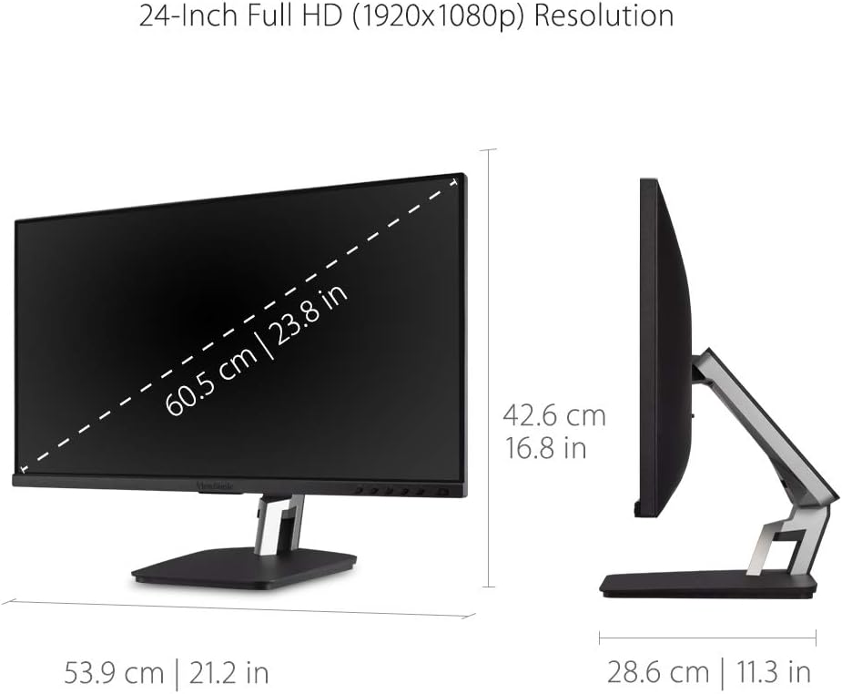 ViewSonic TD2455 24 Inch 1080p Touch Screen Monitor, 10-Point Multi-Touch IPS for Collaborative Offices, USB-C with Daisy Chain, Advanced Ergonomics, HDMI, DisplayPort Out