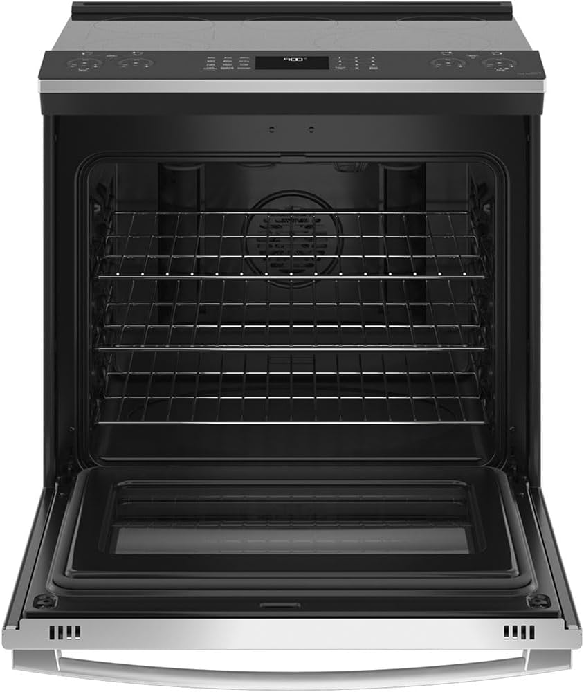 GE Profile PSS93YPFS 30' SlideIn Smart Electric Range with 4 Radiant Heating Elements, 5.3 Cu. Ft. True Convection Oven, Storage Drawer, WiFi, Self Clean with Steam Option,