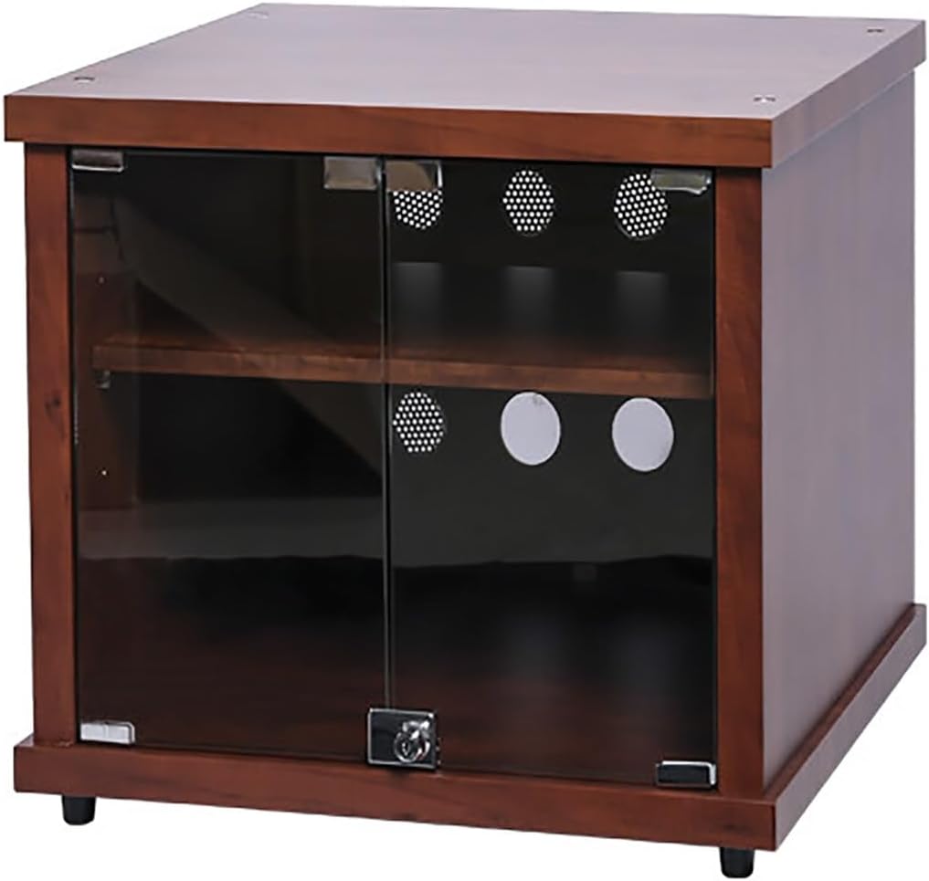 Wooden Media Cabinet for Record Player & Stereo, Stylish Audio Rack Tower, Record Player Stand with Storage, Perfect for Living Room (56.5x55x60cm)