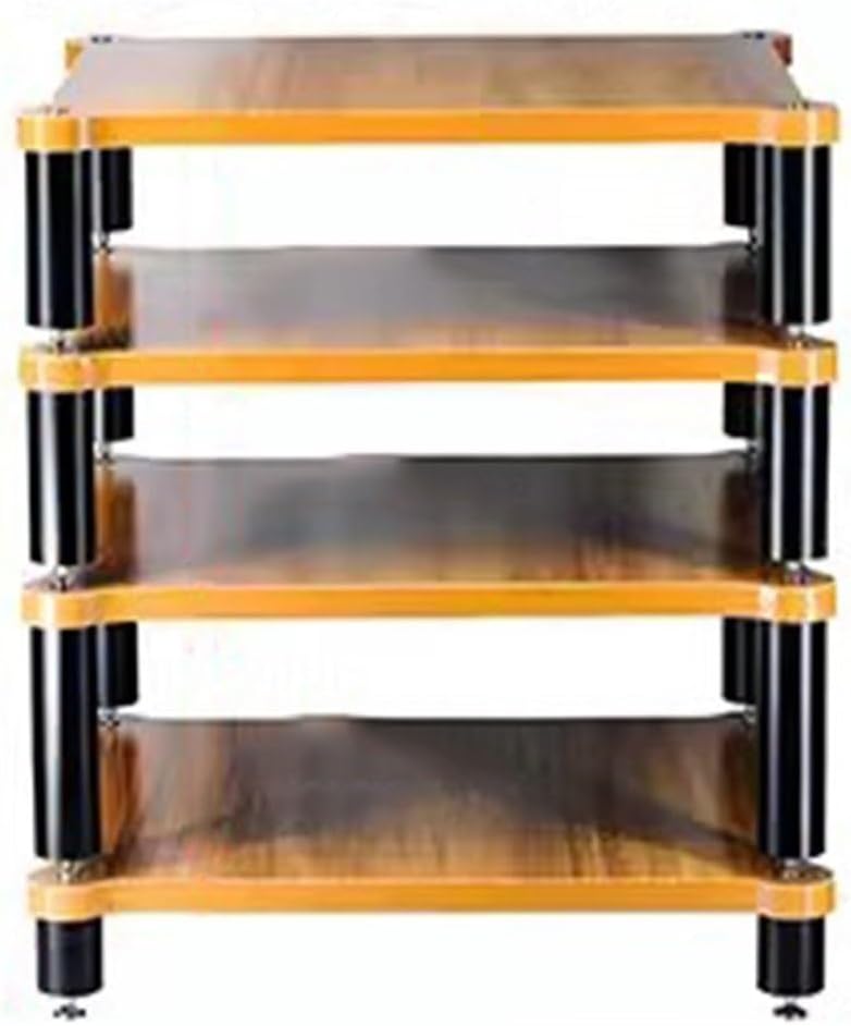 4-Tier Sturdy Solid Wood HiFi Rack - Premium Av Shelf for Home Theater & Audio Equipment Organizes Turntables Amplifiers & Music Gear Ideal for Audiophiles-Wood Color-60 * 78 * 48cm