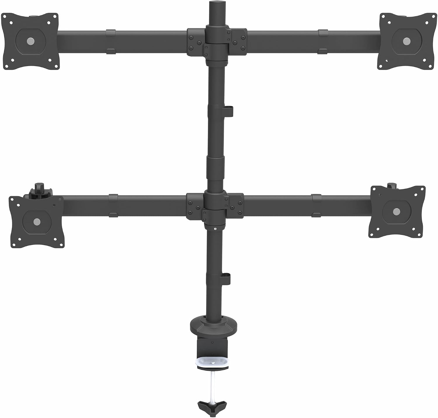 StarTech.com Desk Mount Quad Monitor Arm - Ergonomic VESA 4 Monitor Mount 2x2 up to 27' - Articulating & Height Adjustable Pole Mount - Tilt/Swivel/Rotate LCD/LED Screen - Clamp/Grommet (ARMQUAD)