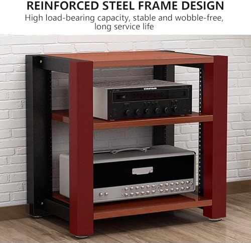 Adjustable 3-Tier Stereo Rack for Home Theater, AV Media Stand with Reinforced Steel, Audio Equipment Storage, 60x51x60cm, Adjustable Footpads, Black Finish