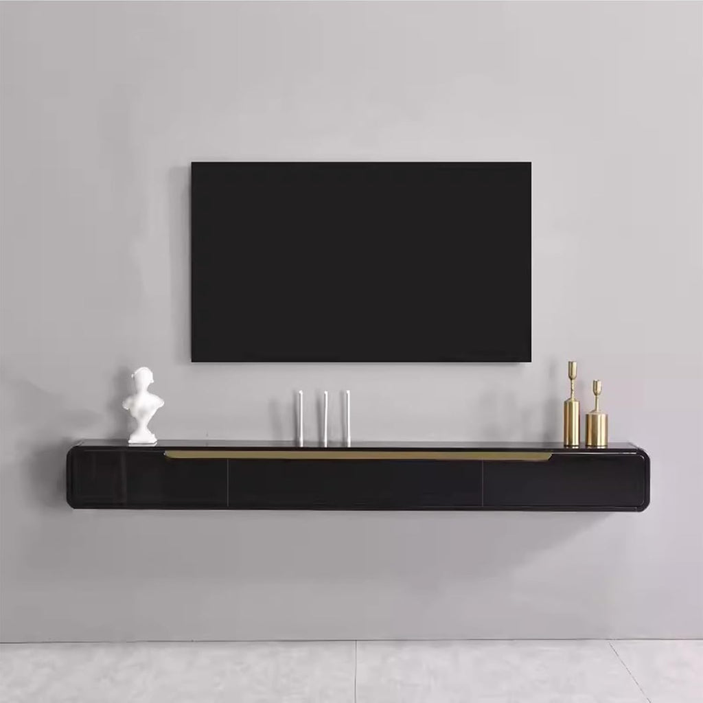 70.86in Floating TV Stand Wall Mounted Media Console with 2 Drawer White Floating Entertainment Center TV Cabinet Hanging Audio/Video Shelf for under tv for Living Room Bedroom storage (A, 70.86IN)
