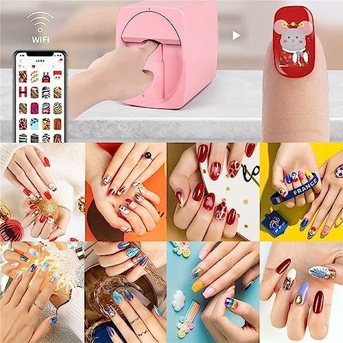 Portable 3D Nail Art Printer - Digital Mobile Nail Printing Machine, DIY Control via Free App for Home & Salon Use, for Cute Girls & Women, White