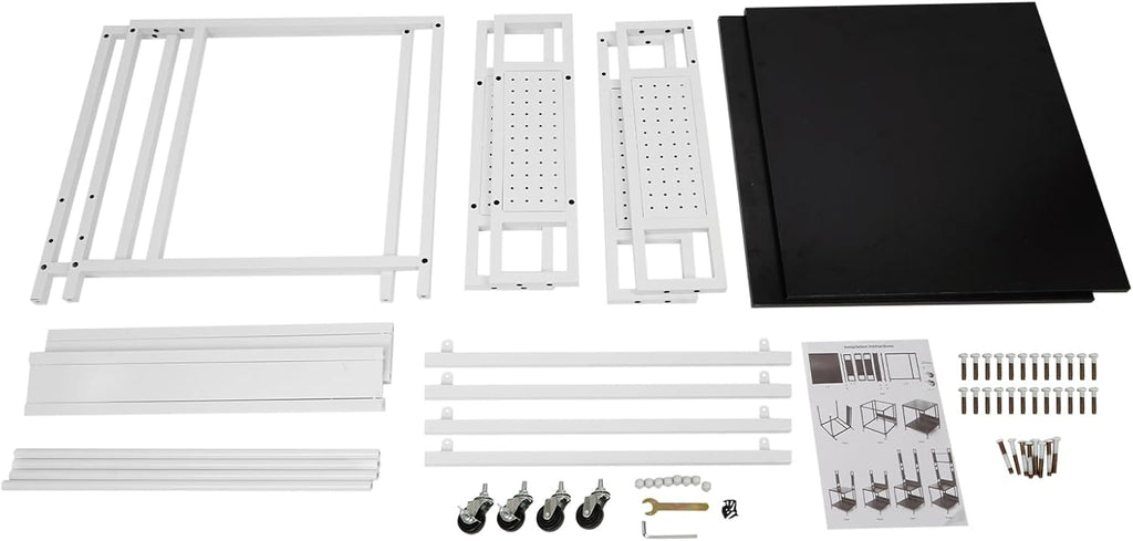 3D Printer Stand with Storage & Wheels, Heavy Duty Rolling Printer Cart 2-Tier Printer Table with Spool Rack, Locking Casters, 110 lbs Capacity (White)