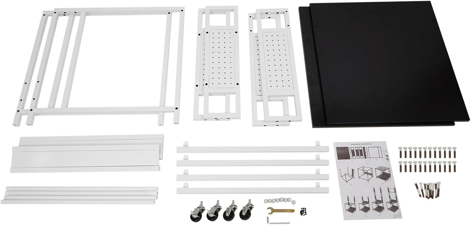 3D Printer Stand with Storage & Wheels, Heavy Duty Rolling Printer Cart 2-Tier Printer Table with Spool Rack, Locking Casters, 110 lbs Capacity (White)