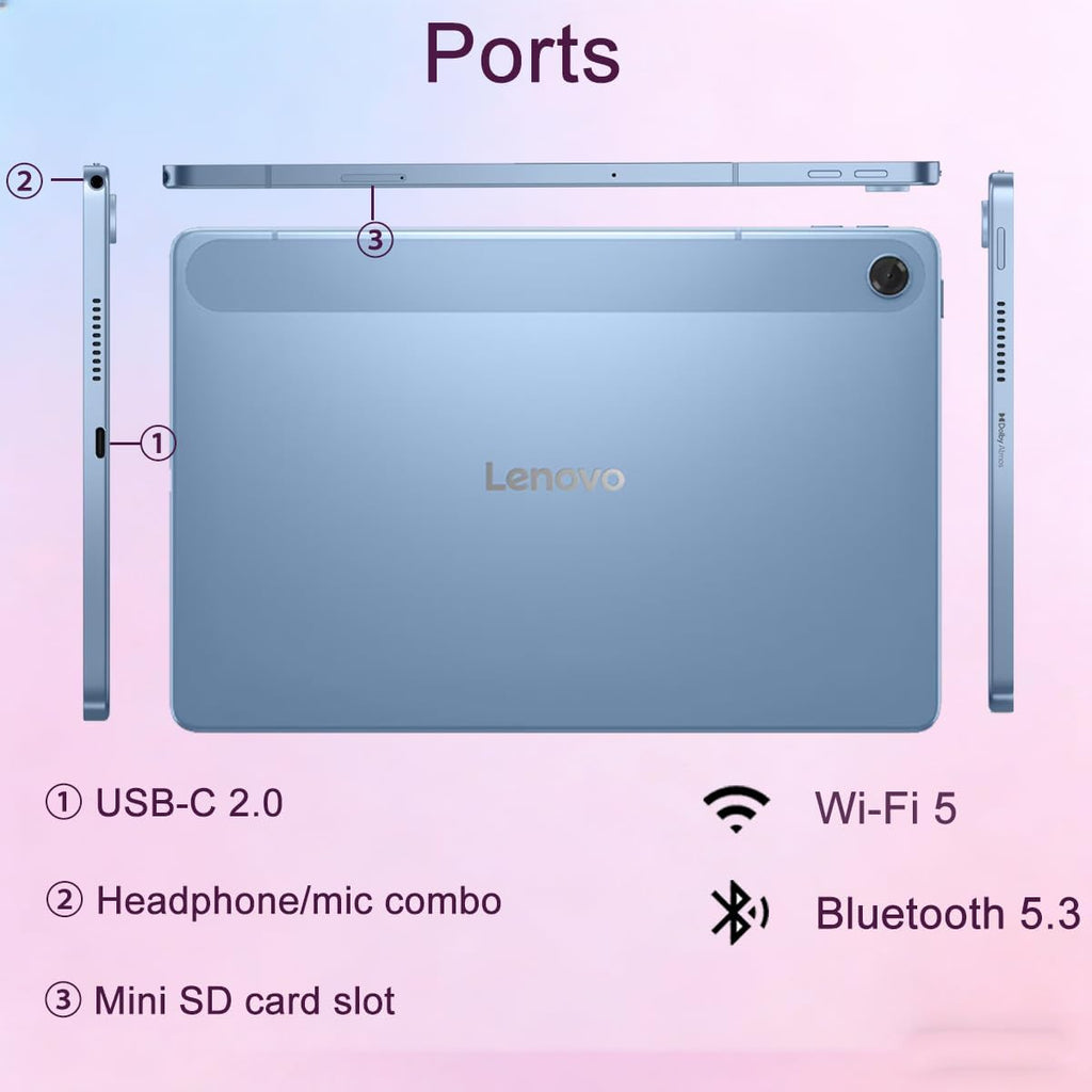 Lenovo Tab M10 10.1' Idea Android Tablet, 256GB Storage (128GB eMMC+128GB SD Card), FHD+ (1920x1200), 8-Core MediaTek, Ultra-Light Design for Kid, Student, Gaming, Long Battery Life, 8MP+5MP Camera
