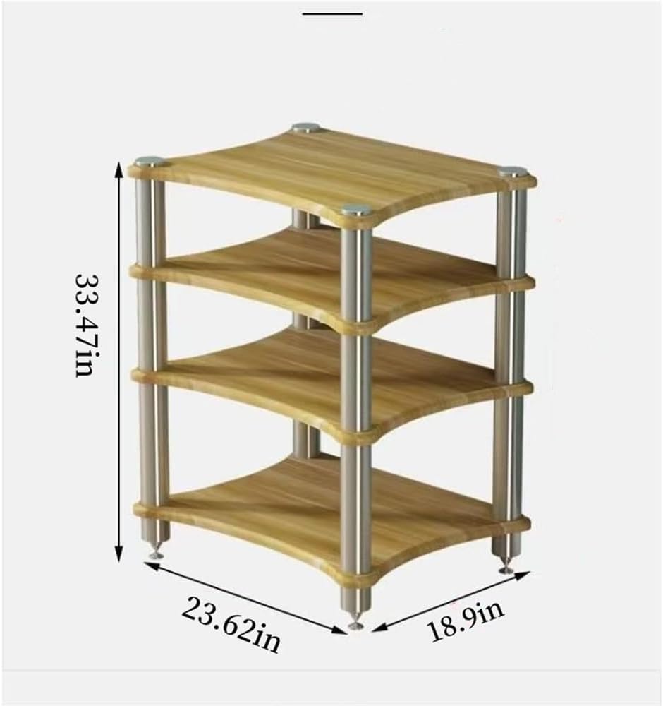 2/3/4 Tier Audio Rack, Open Air Design, Media Cabinet with Metal Frame, Audio Component Rack, Audio Rack Cabinet for Server and AV Equipment(Light Walnut,33.47 * 23.62in)