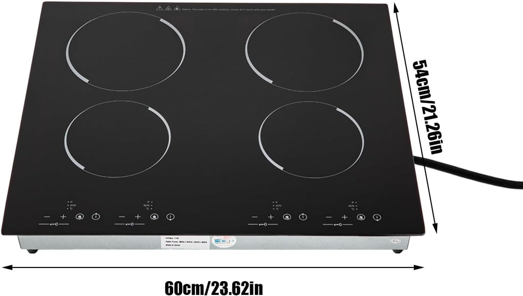 Electric Ceramic Cooktop 30 Inch 3000W 4-head Induction Cooker 9 Power Gears Black