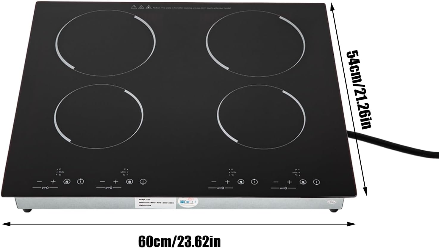 Electric Ceramic Cooktop 30 Inch 3000W 4-head Induction Cooker 9 Power Gears Black