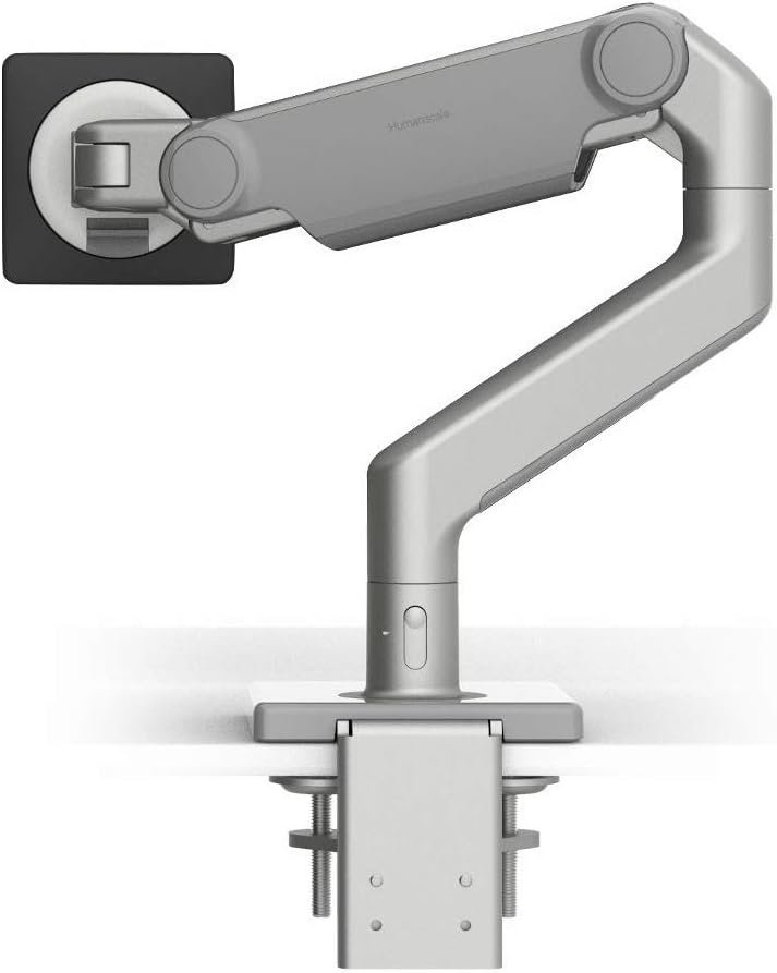Humanscale M8.1 Adjustable Monitor Arm with Two Piece Clamp Mount and Base - Silver M81CMSBTB