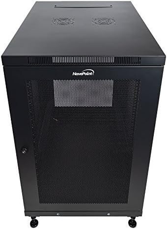 NavePoint 18U Network Cabinet with Wheels 33' Deep, 18U Wall Mount Server Rack with Locking Perforated Door, 19 Inch Rack for IT Equipment, 18U Network Rack Enclosure, 1000lbs Capacity, Black