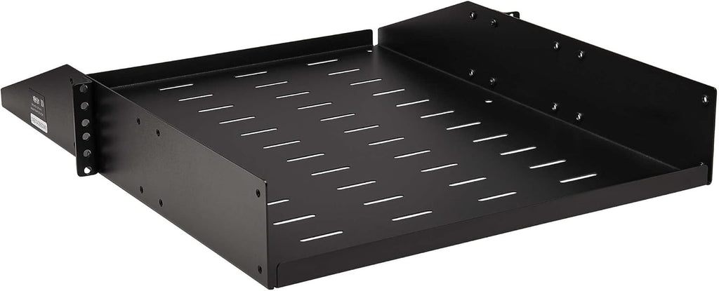 Tripp Lite 2U Universal Mount Server Rack Enclosure Shelf, Black Steel, Vented Airflow Design, Mount Hardware Included, 21.7 inch Depth, 100 lbs / 45 kg Capacity, 5-Year Warranty (SRSHELF2PUNIV)
