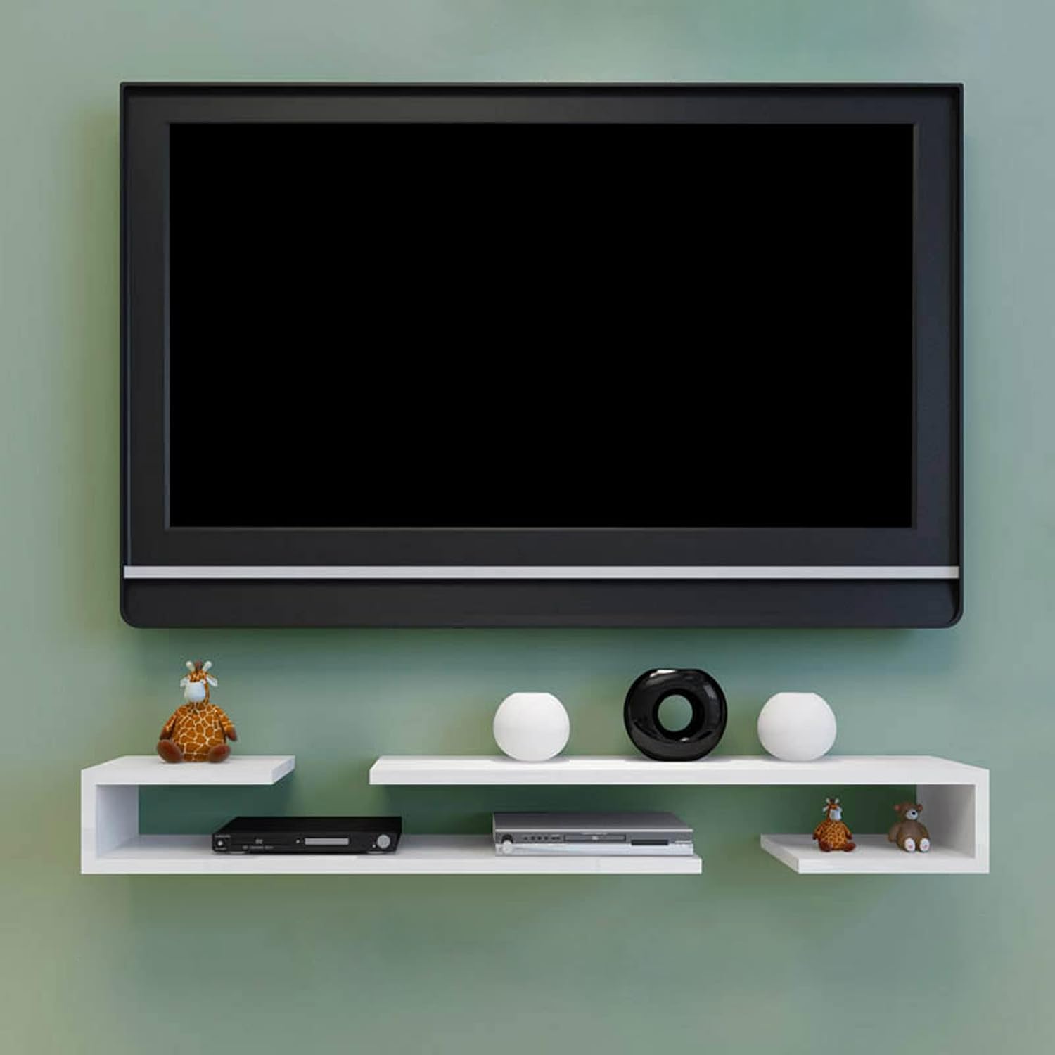 Wall Shelf Wall mounted TV Shelf Decorative Wall Display Floating Shelf TV Stand TV Console Audio-visual Equipment Shelves Set-top box WiFi Router CD DVD Media Storage Shelf Home Entertainment Center