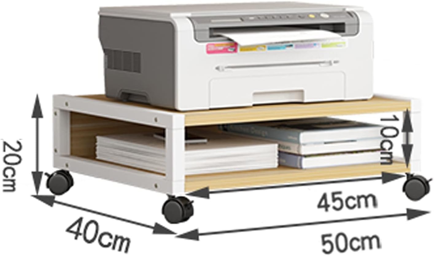 Printer Shelf Stand Rolling Under Desk Printer Stand Office Movable Printer Desk with 4 Wheels & Lock Mechanism Small and Short Printer Shelf for Mini 3D Printer, Black Printer Carts & Stands