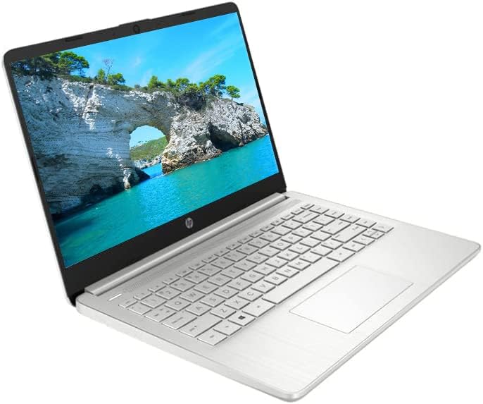 HP 2023 14'' HD IPS Laptop, Intel Celeron Processor Up to 2.60GHz, 8GB RAM, 64GB SSD, Ultra-Fast WiFi, Webcam, Windows 11, Dale White/Silver (Renewed)