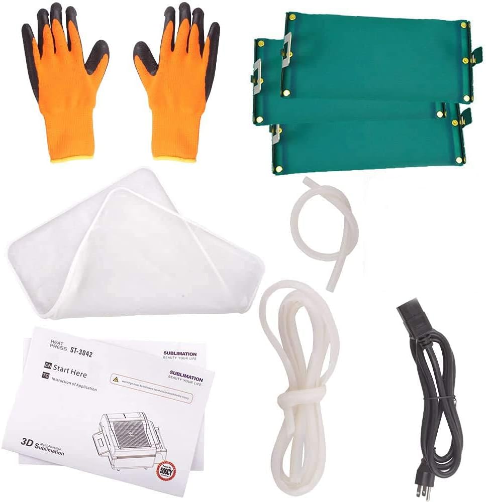 INTSUPERMAI 3D Vacuum Sublimation Heat Press Machine Muti-fuction Sublimation Machine Kit with 9 Pieces Rubber Clamp 2 Heat Resistant Tape for Mugs Transfering Printing 2800W
