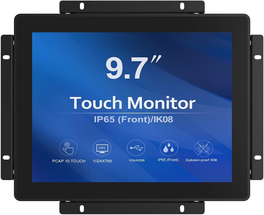 GreenTouch 9.7 Inch Open Frame 1024x768 PCAP Touch Screen Monitor, Embedded Touch LCD Display for Industrial