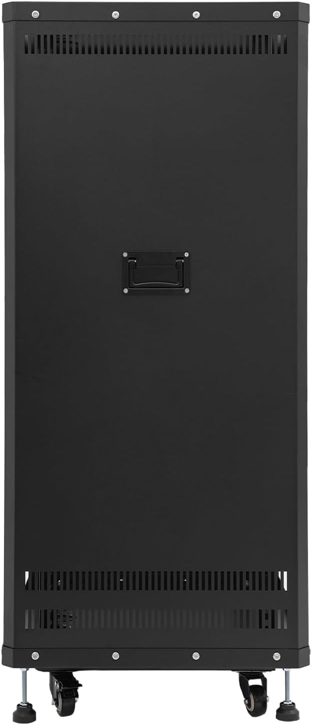 22U Server Rack with Wheels&Leveling Feet,Freestanding Rolling Open Frame IT Network Server Cabinet Rack Shelf for Audio Video Music Recording Computer AV Data & IT Equipment,Up to 300 Lbs Load,Black