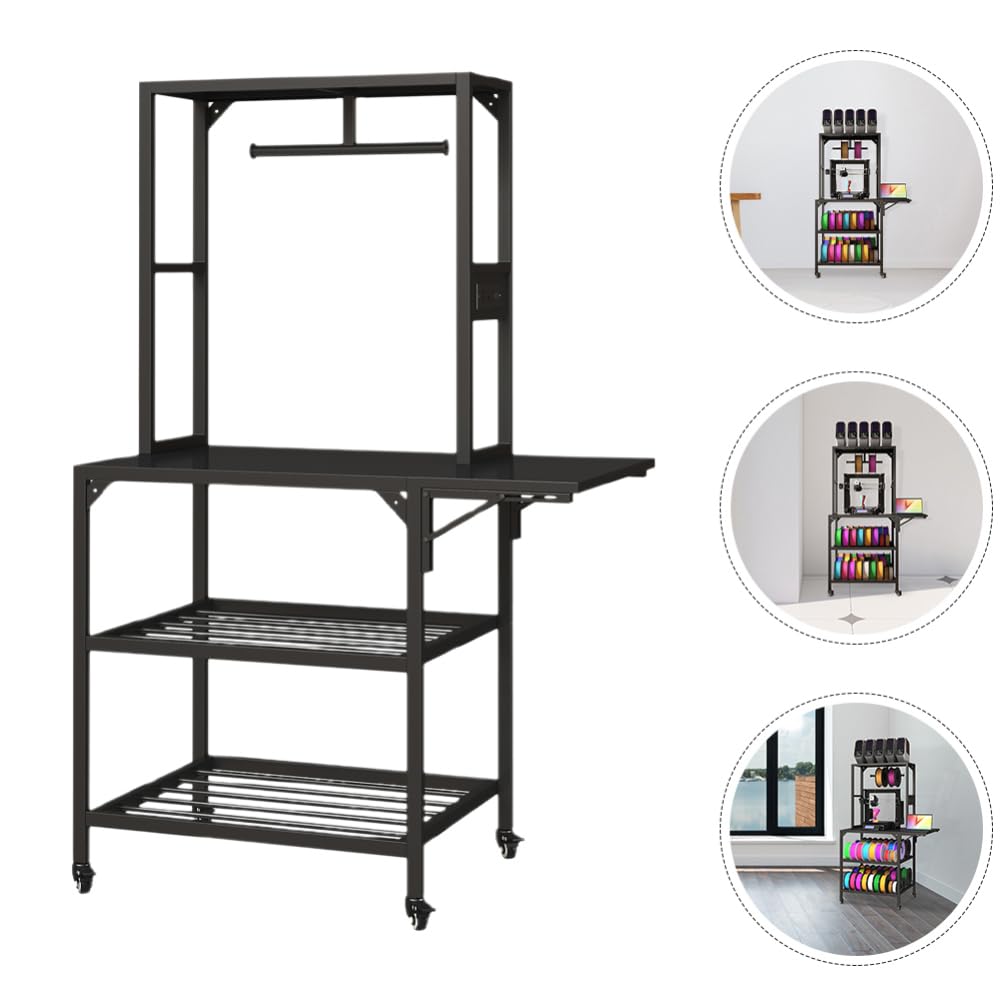 Mipcase 3D Printer Stand: Heavy Duty Rolling 3D Printer Table with Double-Layer Storage Rack - Metal Workbench for Studio, Home Office, Workshop