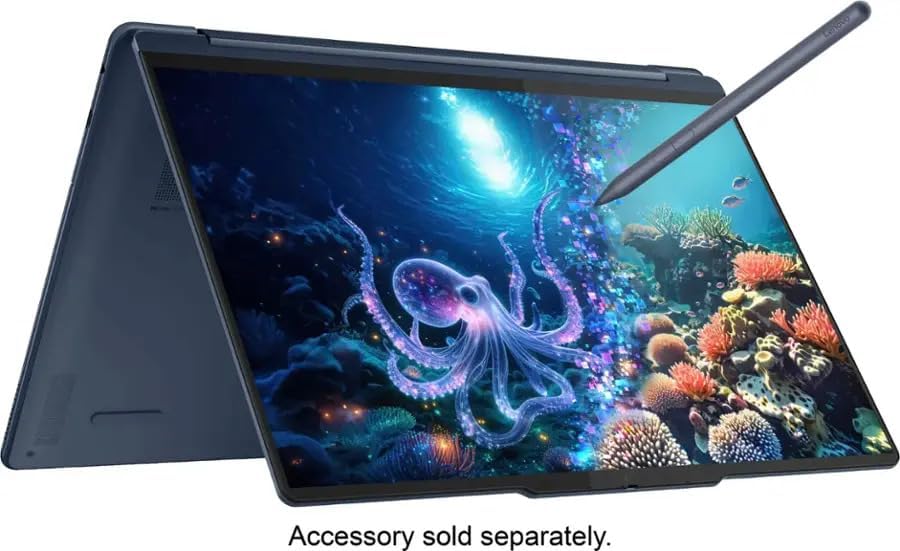 Lenovo Yoga 9i 2-in-1 Aura Edition 14' Copilot+ Laptop with 14.0' 4K OLED Touchscreen, Intel Ultra 7 258V 8-Core, 32GB RAM, 1TB M.2 NVMe SSD, Windows 11 Pro - Cosmic Blue