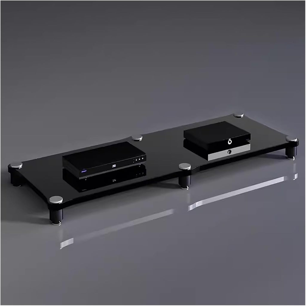 120Cm Long Media Stand Audio/Video Component Cabinet, Home Stereo Racks and Stands, Heavy Duty Upright Modern Audio Equipment Rack, Open-Ended Modular Unit,Black-#1-1 Tier