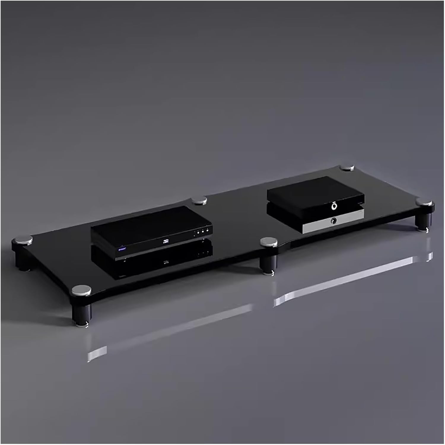 120Cm Long Media Stand Audio/Video Component Cabinet, Home Stereo Racks and Stands, Heavy Duty Upright Modern Audio Equipment Rack, Open-Ended Modular Unit,Black-#1-1 Tier