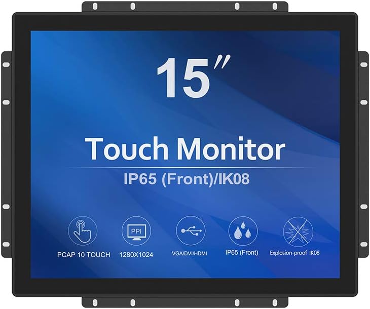 GreenTouch 15 Inch Open-Frame Touchscreen LCD Monitor - Capacitive PCAP -1024x768-5:4-Black…