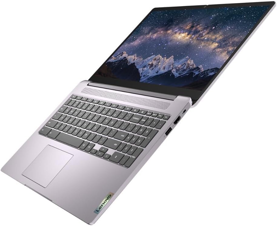 Lenovo IdeaPad 3i 15.6' FHD Chromebook Laptop, Intel Celeron, 4GB RAM, 64GB eMMC Storage, Wi-Fi 6, SD Card Reader, Chrome OS, SageNova Earphones, Arctic Grey