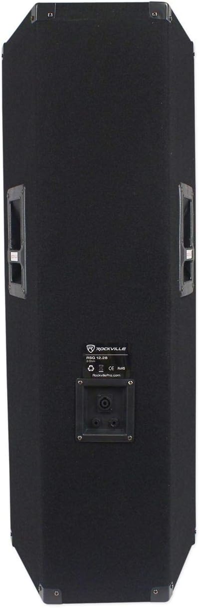 Rockville RSG12.2 Dual 12' Passive DJ/Pro Audio PA Speaker, 2000W Peak/1000W RMS, 3-Way 8-Ohm, MDF Enclosure, Steel Grille, for DJs, Bands & Live Events