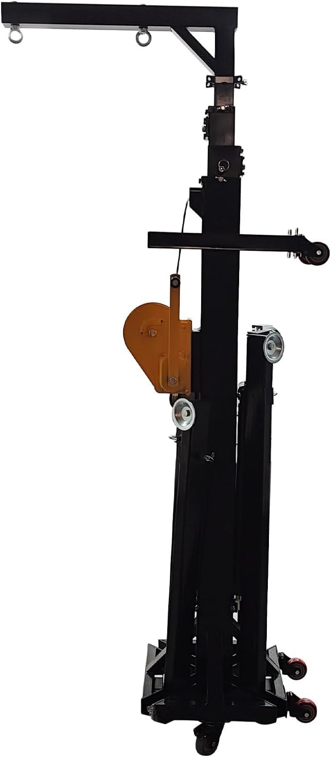 Two Loudspeaker Box Steel Audio Stands Heavy Duty Telescoping Crank Up Sound Speaker Bracket 6.5-19.6ft Height with Outriggers Hanging Line Array System Lifting Support 550LB Load for DJ Bars