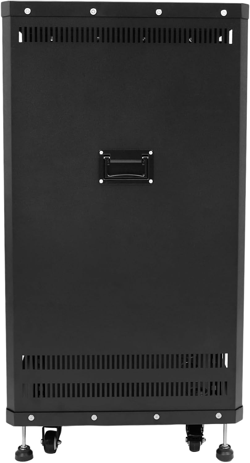18U Server Rack with Wheels&Leveling Feet,Freestanding Rolling Open Frame IT Network Server Cabinet Rack Shelf for Audio Video Music Recording Computer AV Data & IT Equipment,Up to 300 Lbs Load,Black