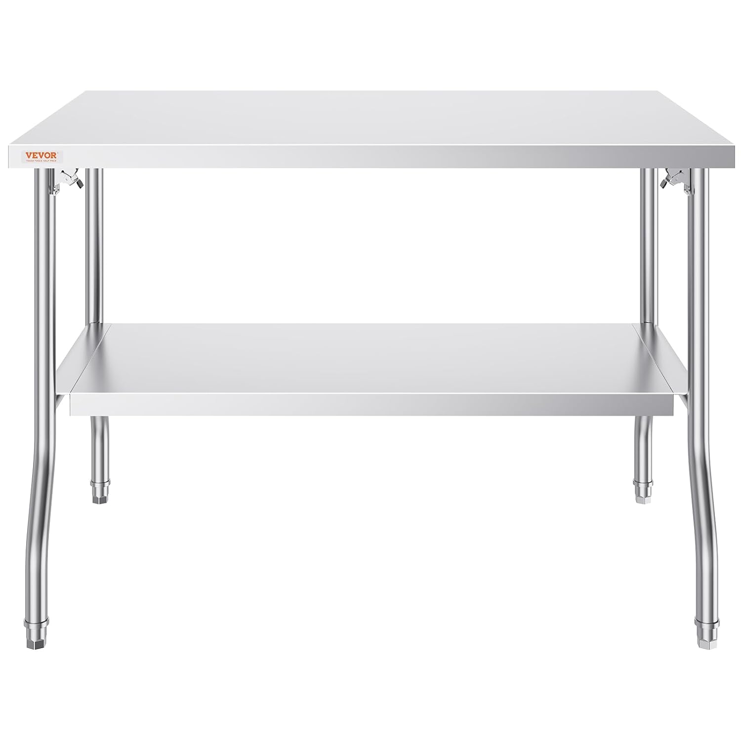 VEVOR Stainless Steel Foldable Work Table, 30 * 48 Inch Heavy Duty Food Outdoor Double Layer Stainless Steel Worktable for Commercial Kitchen Restaurant
