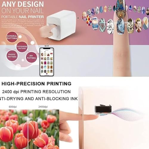 3D Nail Art Printer - Smart Mobile Nail Painter with DIY App, WiFi/USB Connect, Perfect for Kids & Salons - Creative Designs, Easy to Use, Manicure Must-Have