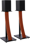 EXIMUS One Pair Fixed Height Universal Speaker Floor Stands with Real Wood - Cedar - 290 Series