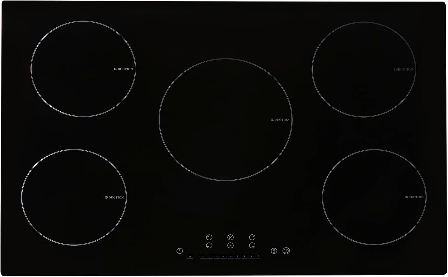 Happybuy Electric Cooktop, 5 Burners, 30'' Induction Stove Top, Built-in Magnetic Cooktop 9200W, 9 Heat Levels, LED Touch Control with Child Lock & Overheat Protection