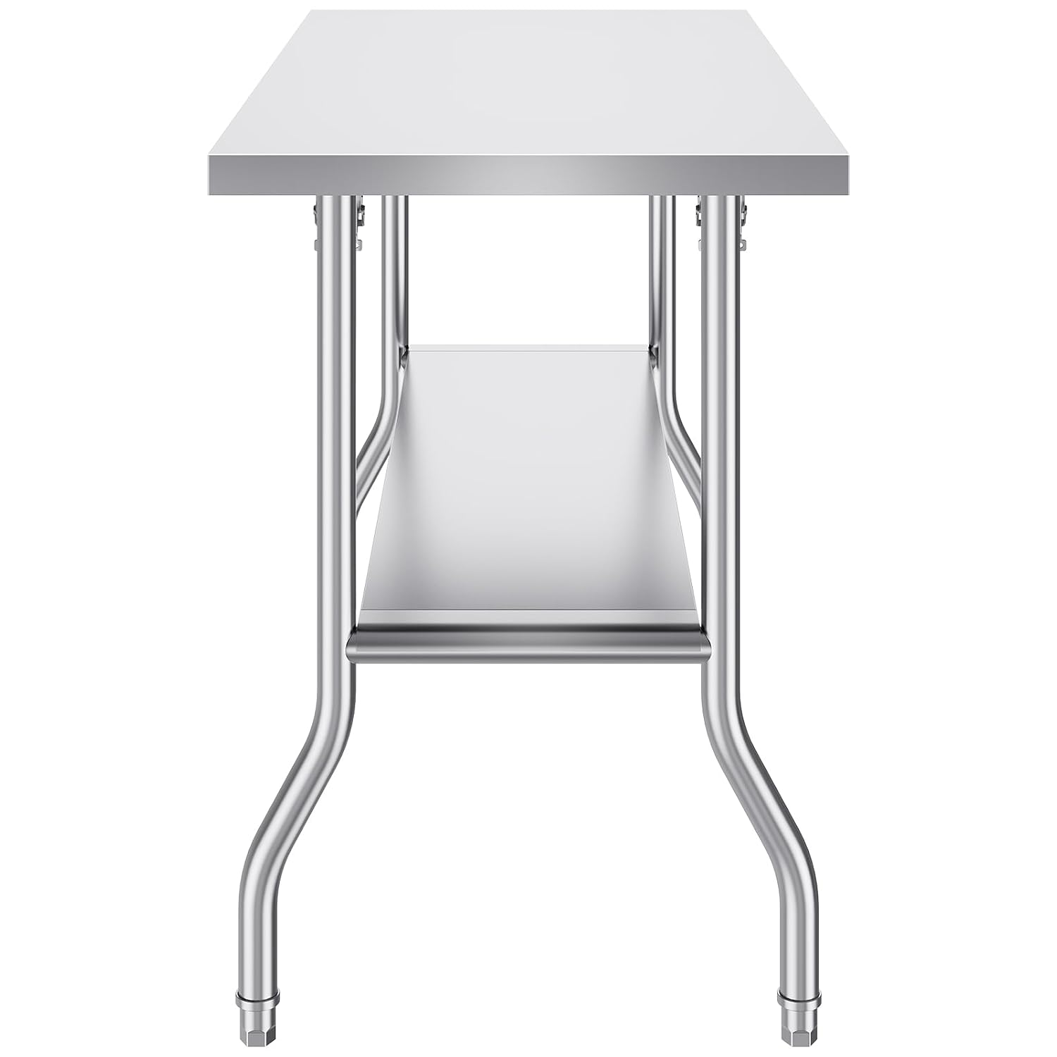 VEVOR Stainless Steel Foldable Work Table, 48 * 24 Inch Heavy Duty Food Outdoor Double Layer Stainless Steel Worktable for Commercial Kitchen Restaurant