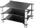 Aluminum Audio Rack, Open Storage Shelf, Mini HiFi Media Stand, Floor-Standing TV Stand, Small Media Storage Cabinet for HiFi Audio Equipment DAC Amplifier Amp