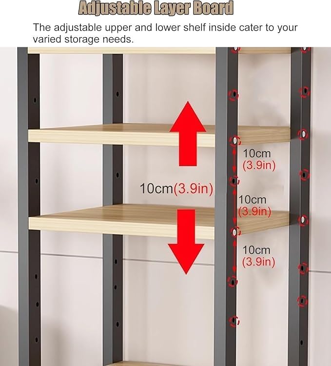 8 Tier Heavy Duty Adjustable Audio Video Rack - Sturdy Media Stand for Home & Office, Ideal for Stereo Components & Equipment Storage, Black Finish