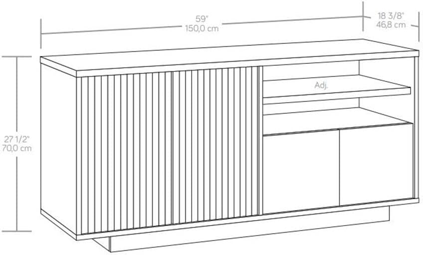Sauder East Rock Engineered Wood Credenza in Ashen Oak Finish