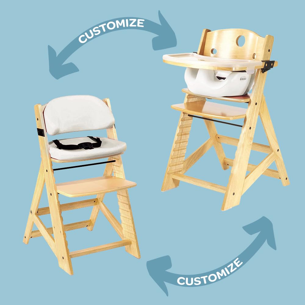 Height Right HIGH Chair Natural with Grey Infant Insert and Tray