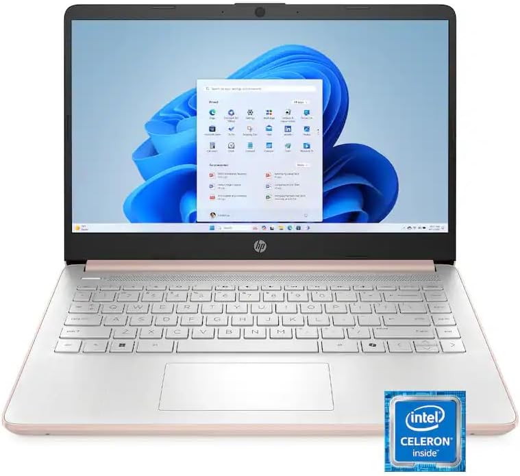 HP HP-14-DQ3015DX 14' WXGA HD (1366x768) Laptop 2025 New | Intel Celeron N4500 2-Core | Intel UHD Graphics | Wi-Fi 6 | 8GB DDR4 1TB SSD | Win11 Home | Pale Rose Gold