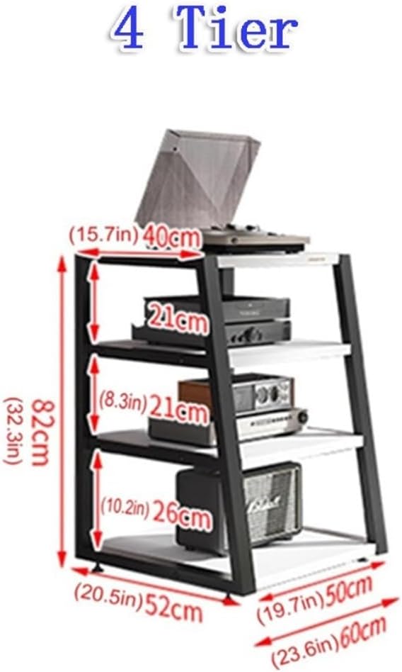 Walnut AV Component Cabinet, 4-Tier Media Storage Stand, Entertainment Shelf for Audio/Video Systems, Gaming Accessories, Stylish Home Furniture Solution