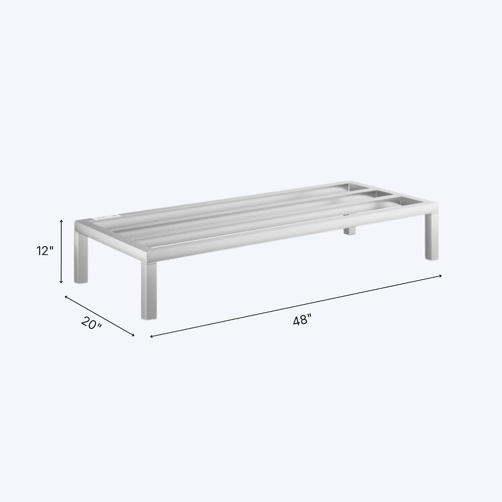 48'' x 20'' x 12'' Aluminum Welded NSF Certified Dunnage Rack - 1685 lb. Capacity, for Restaurant, Storage, Warehouse, Garage