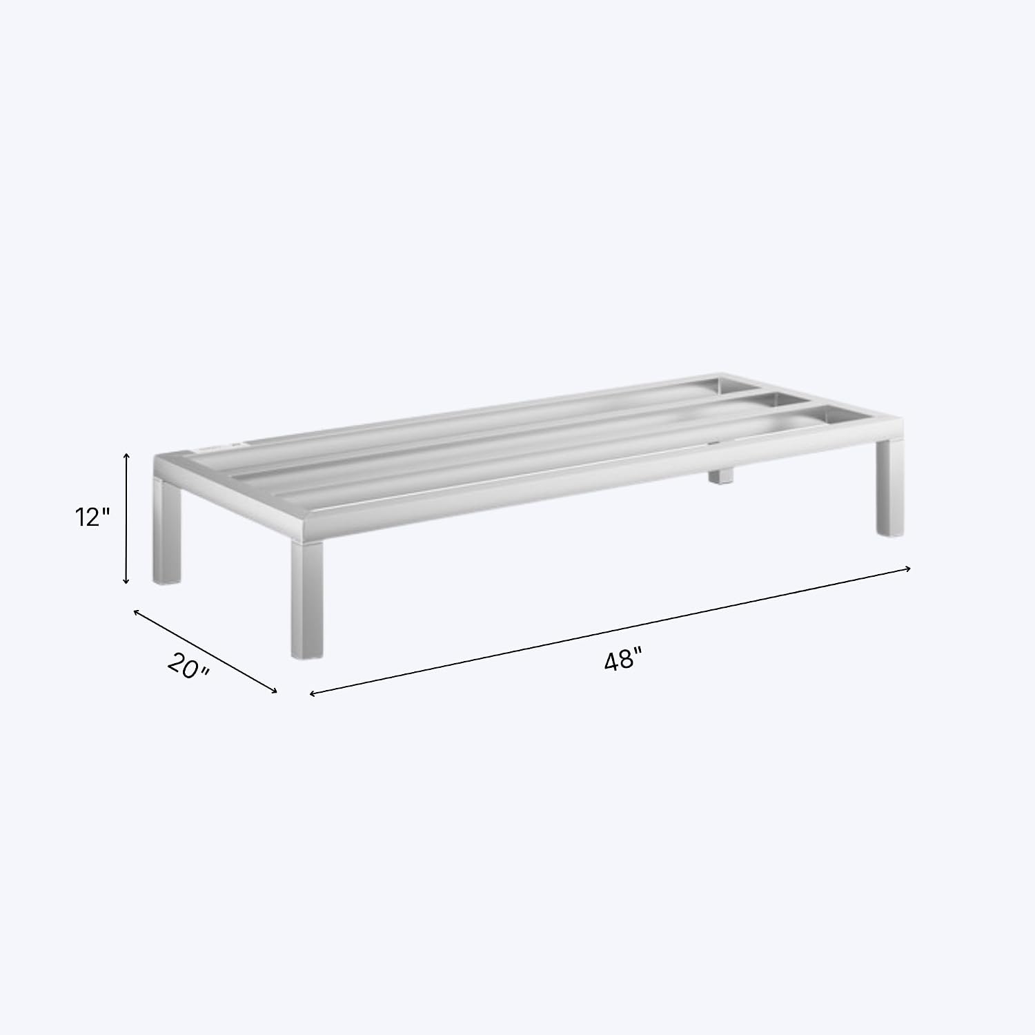 48'' x 20'' x 12'' Aluminum Welded NSF Certified Dunnage Rack - 1685 lb. Capacity, for Restaurant, Storage, Warehouse, Garage