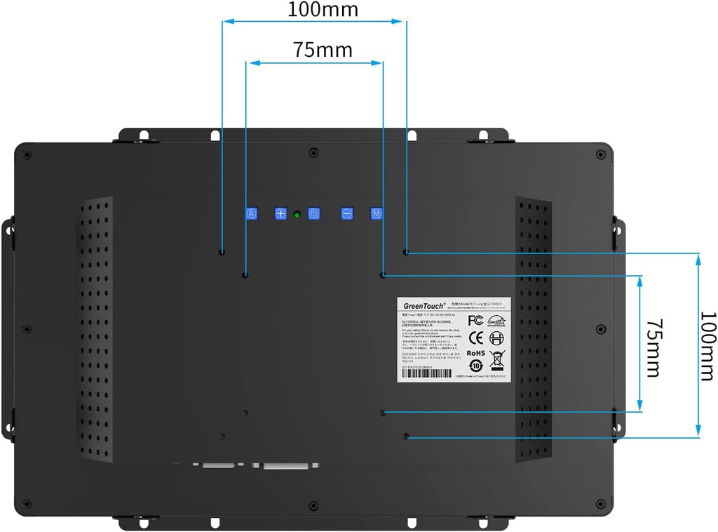 GreenTouch 13.3 Inch 10 Points Open Frame Touch Display, Industrial PCAP Touchscreen Monitor, VGA+HDMI+DVI Port - 16:9