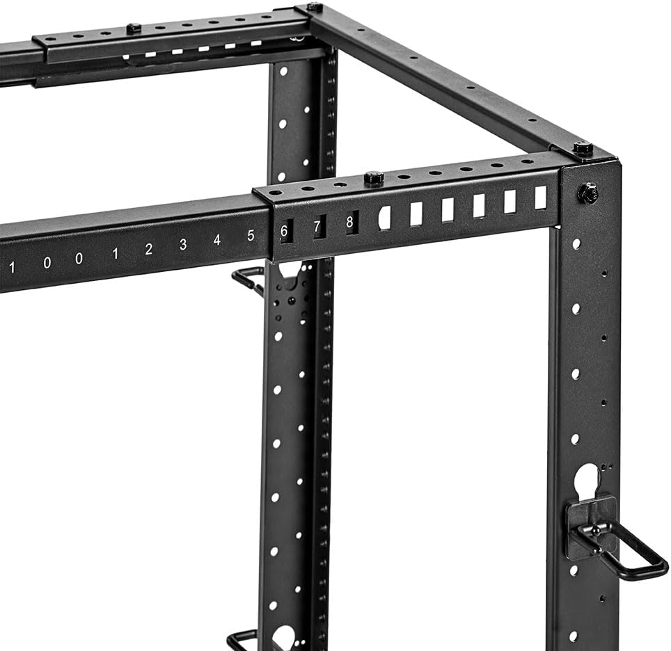 NavePoint 12U 4 Post Server Rack – Open Frame Rack for 19 Inch Equipment, Adjustable Depth 4-Post Network Rack with Casters Wheels, 12U Server Rack 1320lbs Capacity, Black