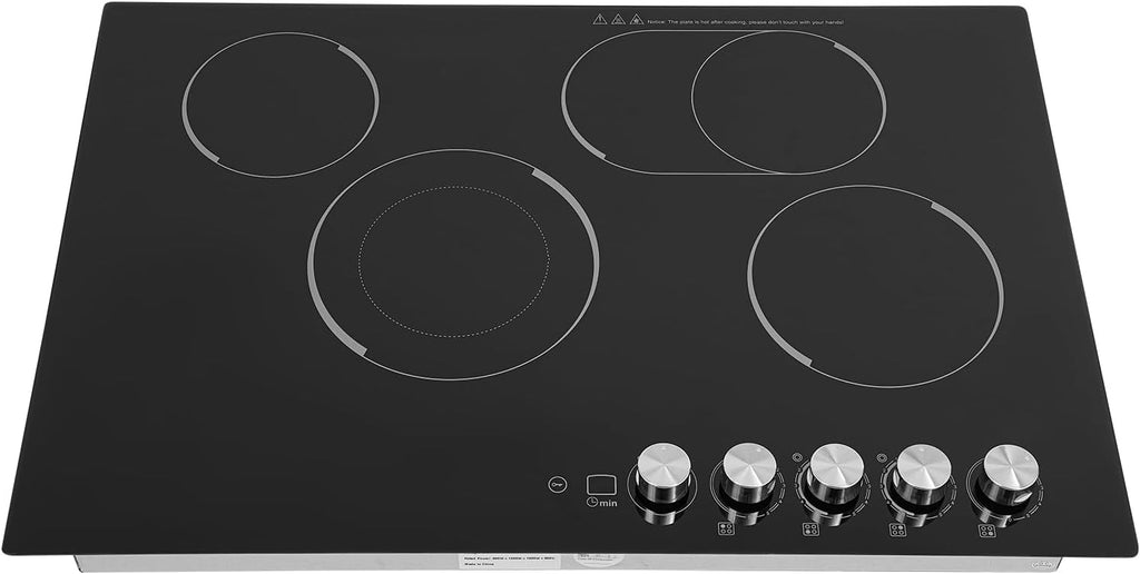 4 Burners Electric Cooktop, 30 inch Electric Built-in Cooktop Radiant Electric Stove Top with Safety Lock, Timer, 5 Firepower Gears, Electric Hot Plate Ceramic Cooktop for Kitchens Offices