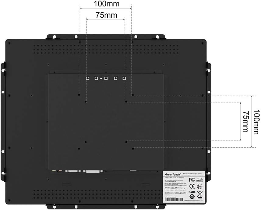 GreenTouch 15 Inch Open-Frame Touchscreen LCD Monitor - Capacitive PCAP -1024x768-5:4-Black…